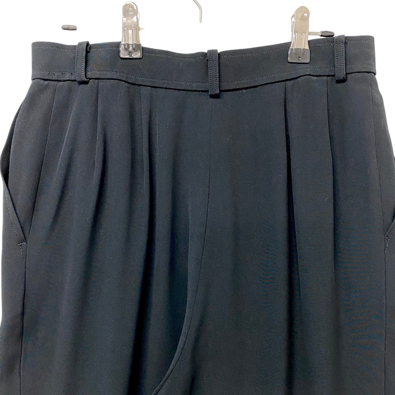62g7 YVES SAINT LAURENT イヴサンローラン タックパンツ ワイドパンツ ボトムス サイズ38 ブラック レディース 女性用o07t