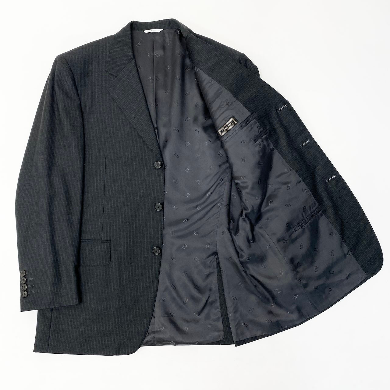 10c29 Christian Dior クリスチャンディオール スーツセットアップ テーラードジャケット スラックス ストライプ 46サイズ ダークグレー ウール100％ メンズ 男性用o07t