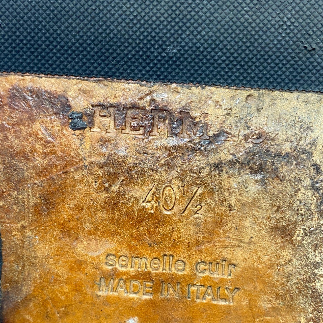 3b14 HERMES エルメス レザーローファー 40 1/2 ネイビー Leather 革靴 ビジネス フォーマル イタリア製