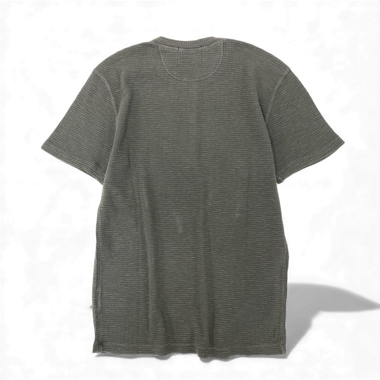 10k11【美品】RRL ダブルアールエル ラルフローレン ヘンリーネック ワッフルTシャツ サーマルカットソー サイズL グレー メンズ 男性用k02i