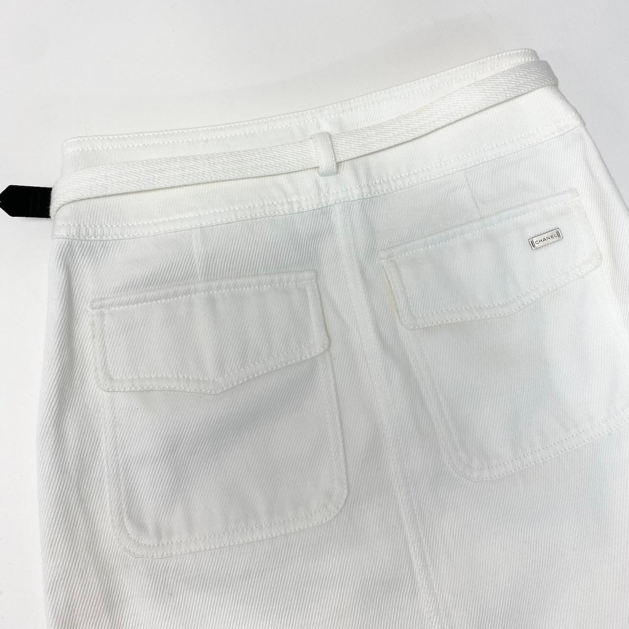 e10 CHANEL ヴィンテージ ラップミニスカート イタリア製 P15337VO8489 B1478 36サイズ ホワイト コットン100％ レディース 女性用k02i