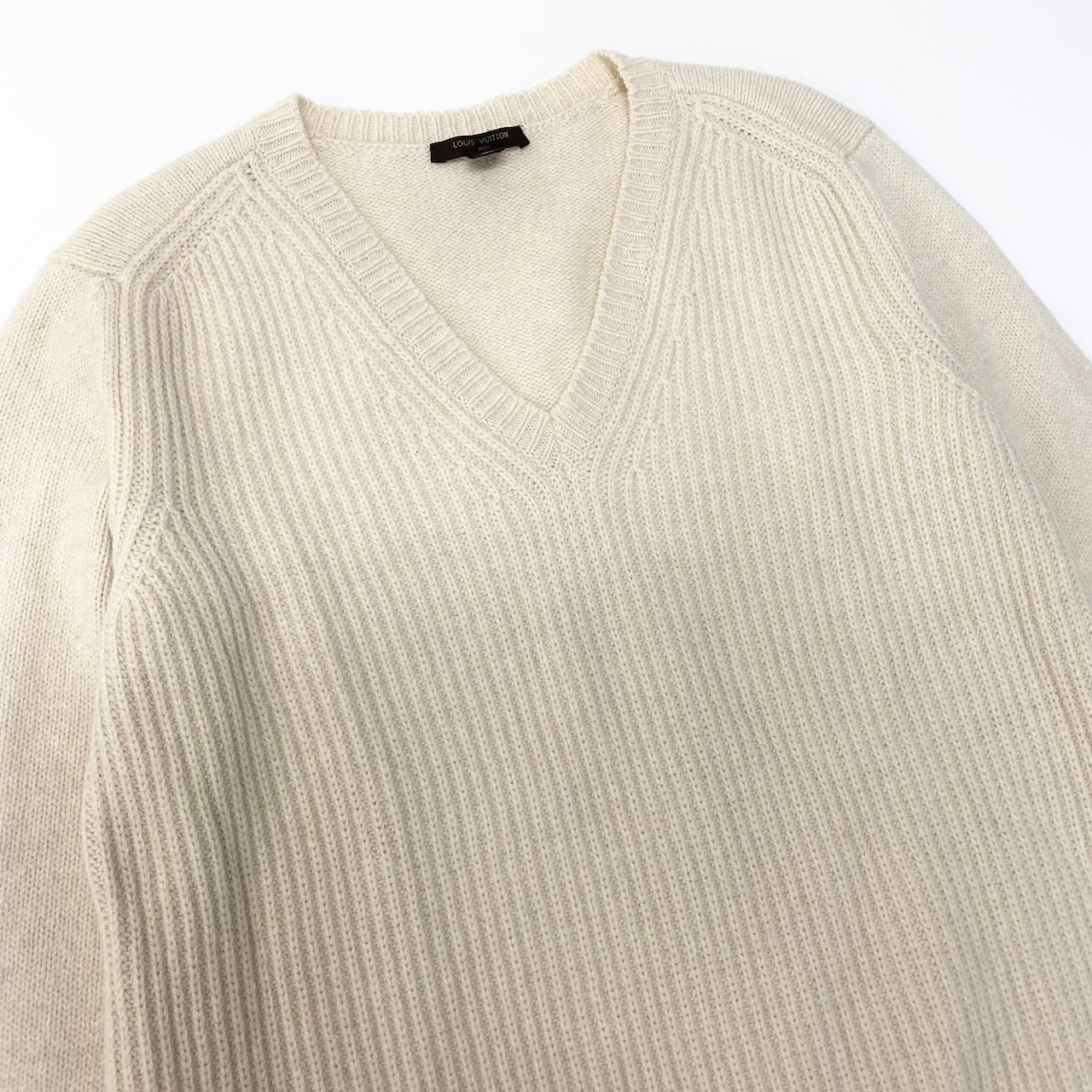 Id2 《美品》 LOUIS VUITTON ルイヴィトン カシミヤブレンド Vネックセーター Cashmere Blend V Neck Sweater サイズS アイボリーt18r