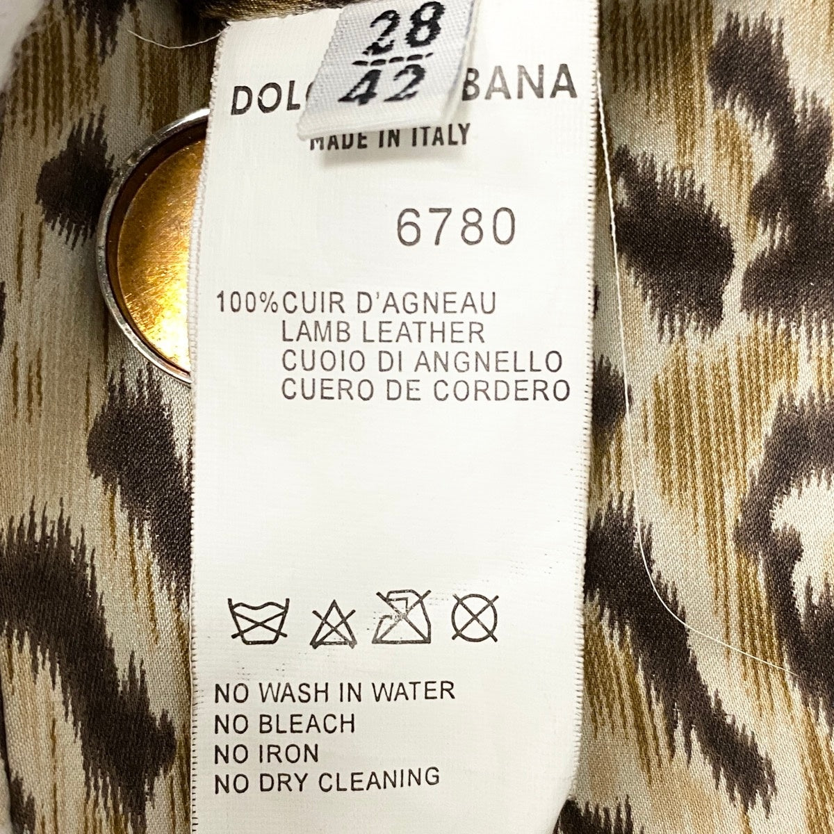 Eh1 DOLCE&GABBANA ドルチェアンドガッバーナ ラムレザーコート シルクレオパード Lambskin Leather Coat Silk Leopard Print Lining 42 ブラック ベルト付t18r