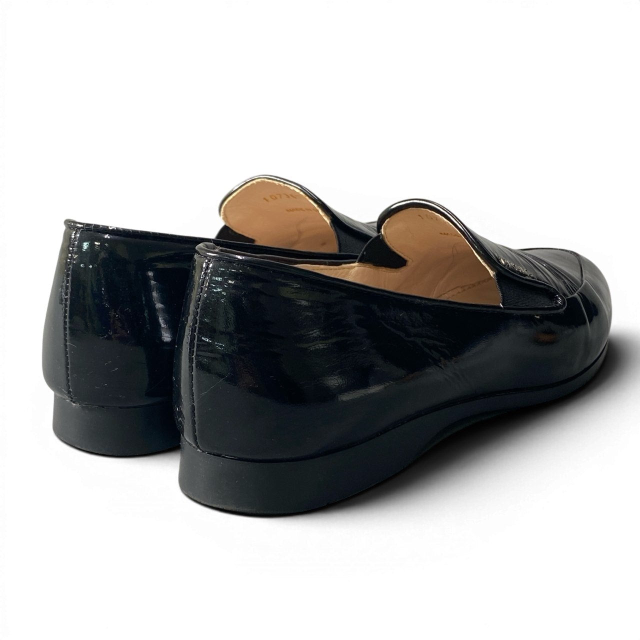 2d27 PRADA プラダ エナメルローファー パテントレザー ブランドロゴ  1D736E サイズ37 ブラック レディース 女性用k02i