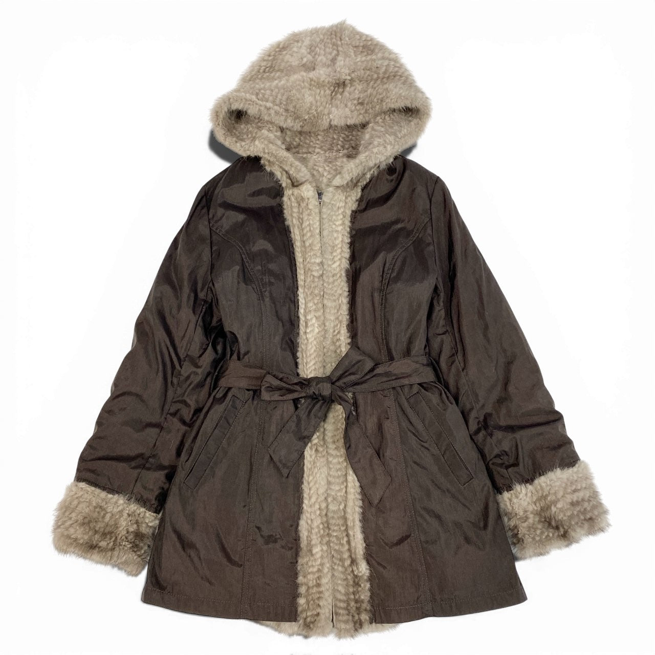 84b3 スペイン製 サファイアミンク フード付 リバーシブルコート サイズ38 シルバーグレー 本毛皮 Sapphire Mink Fur Coatt18r
