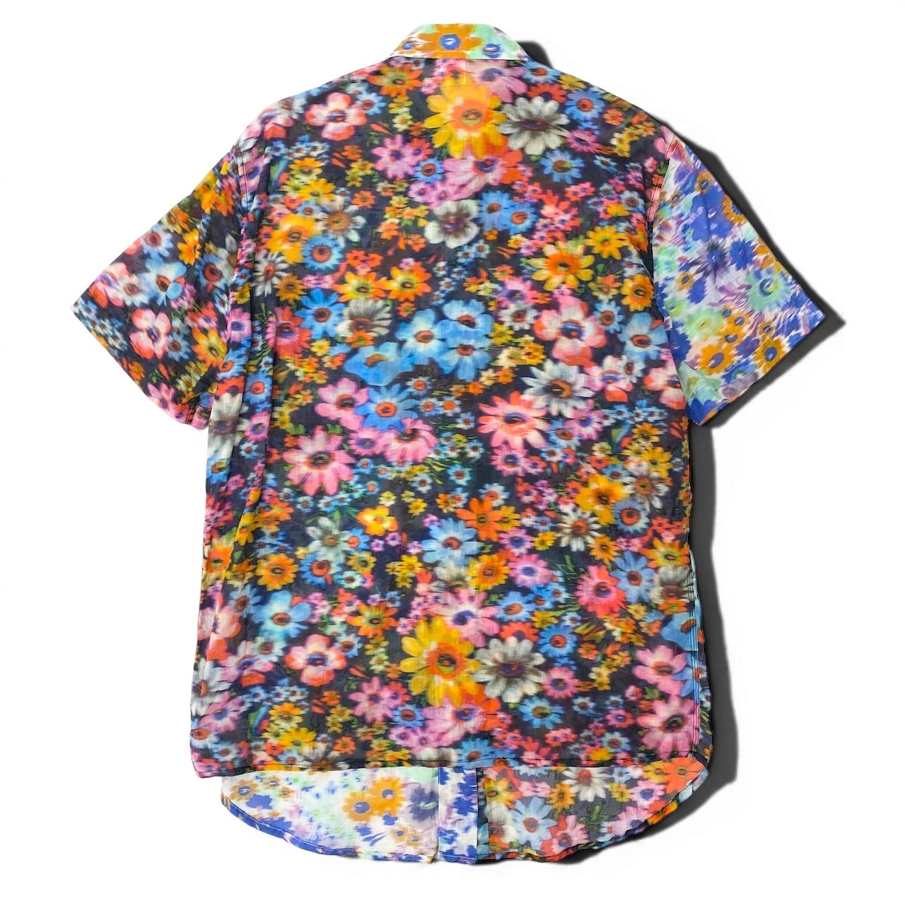 Ae10 STELLA McCARTNEY ステラマッカートニー フラワープリント 半袖シアーシャツ 半袖ブラウス サイズXS マルチカラー レディースk02i
