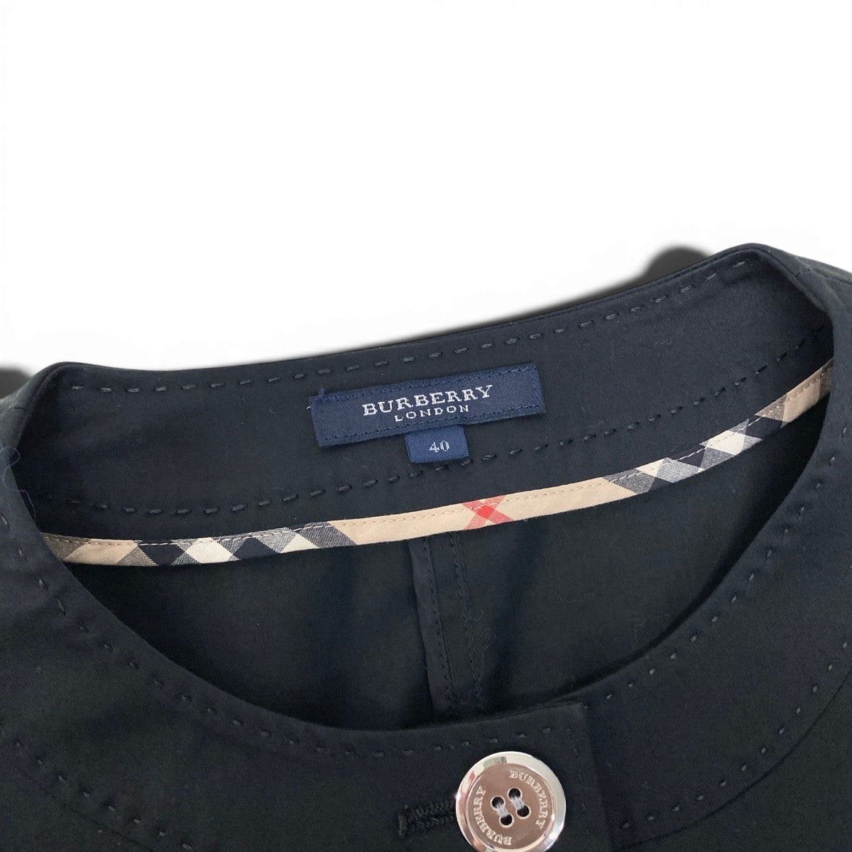 Ig9 BURBERRY LONDON バーバリーロンドン ペプラムジャケット 七分袖 ストレッチ サイズ40 ブラック レディース フォーマルo07t