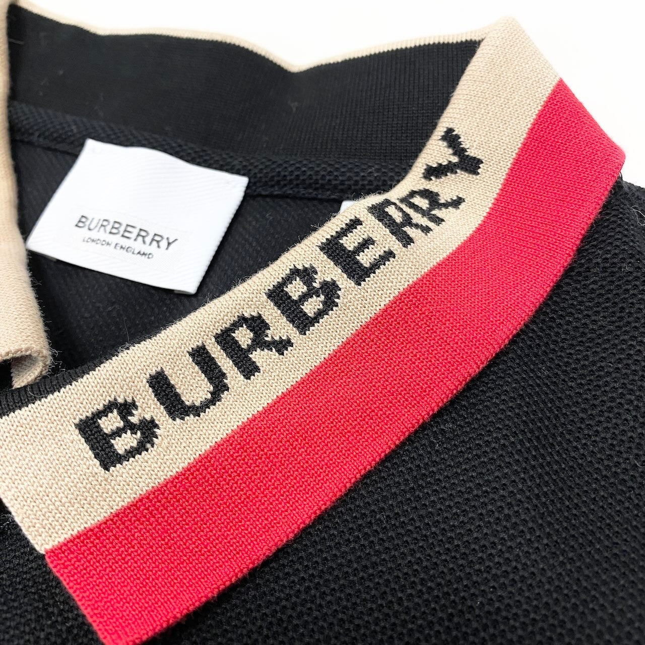 86e1 BURBERRY LONDON ENGLAND バーバリー 2023ss EDNEY 半袖ポロシャツ カットソー ブランドロゴ 8039265 サイズM ブラック コットン100％ メンズ 紳士服u02t