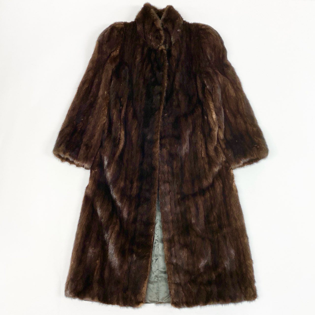18a16 デミバフミンク ミンクコート 超ロングコート 着丈112cm 毛皮コート ブラウン系 ミンクファー 毛並み綺麗t18r
