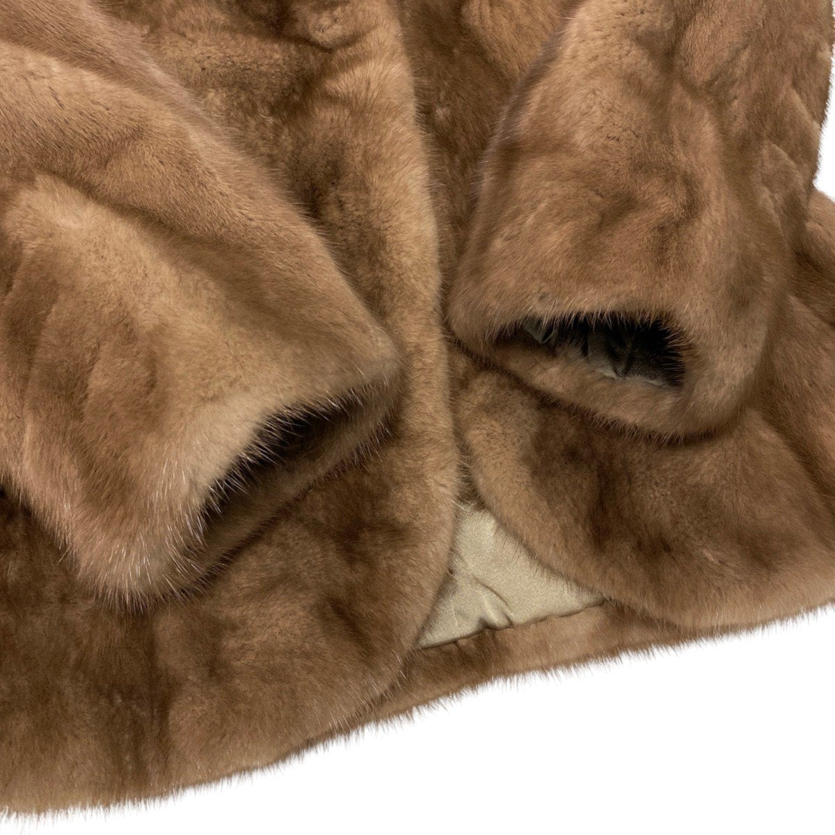 52i24 袖段 パステルミンク ファーコート サイズ11 茶系 本毛皮 Pastel Mink Fur Coat リアルファーt18r