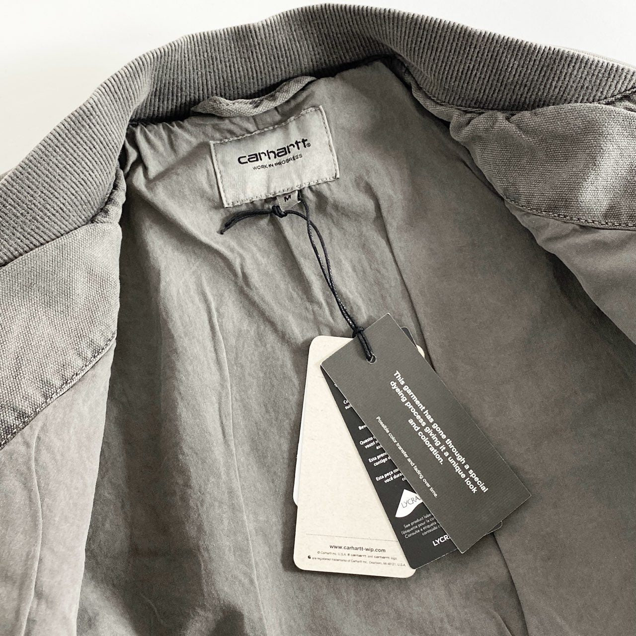 57e12 《未使用保管品》 タグ付 Carhartt WIP カーハート ダブルアイピ― SANTA FE BOMBER サンタフェボンバー ジャケット ブルゾン I030284 Mサイズ ブラック グレー コットン