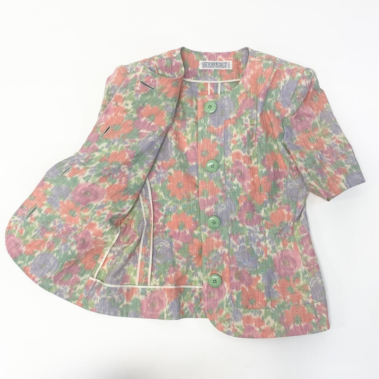 17c16 GIVENCHY ジバンシー スカートセットアップ 半袖ジャケット タイトスカート 花柄 12サイズ マルチカラー レディース 女性用u02t