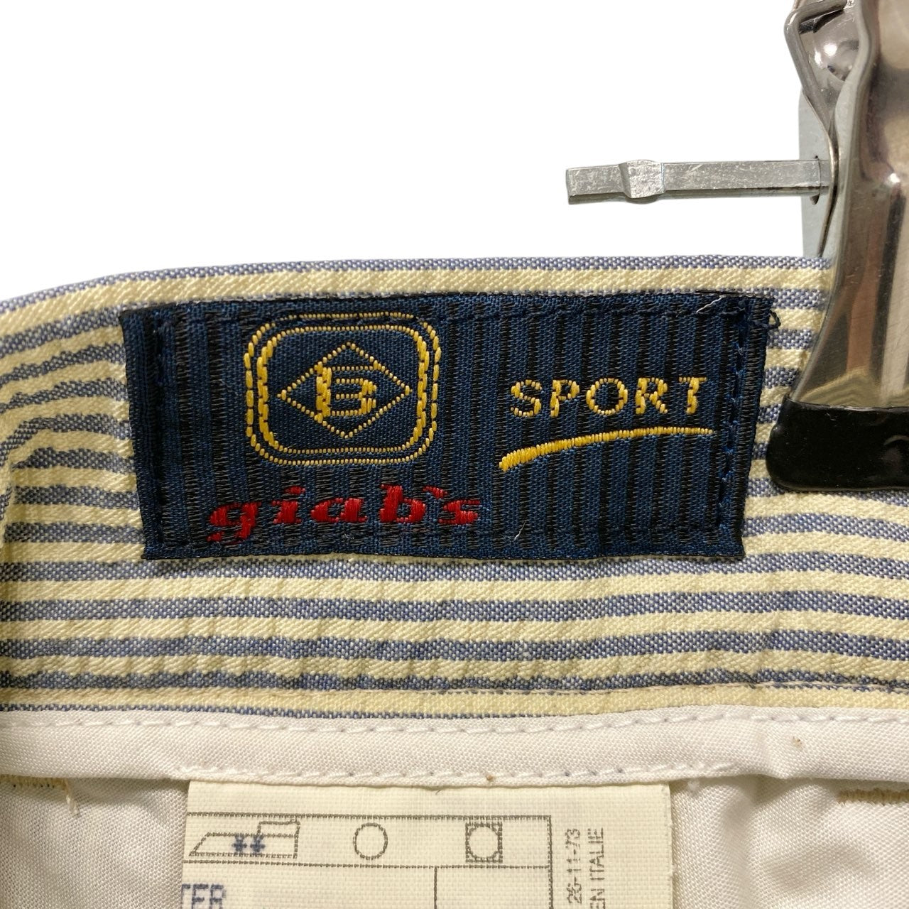 61c6 【美品】Giad's SPORT ジャブス ハーフパンツ ボトムパンツ シアサッカー ストライプ 13204 52サイズ アイボリー ブルー メンズ 男性用u02t