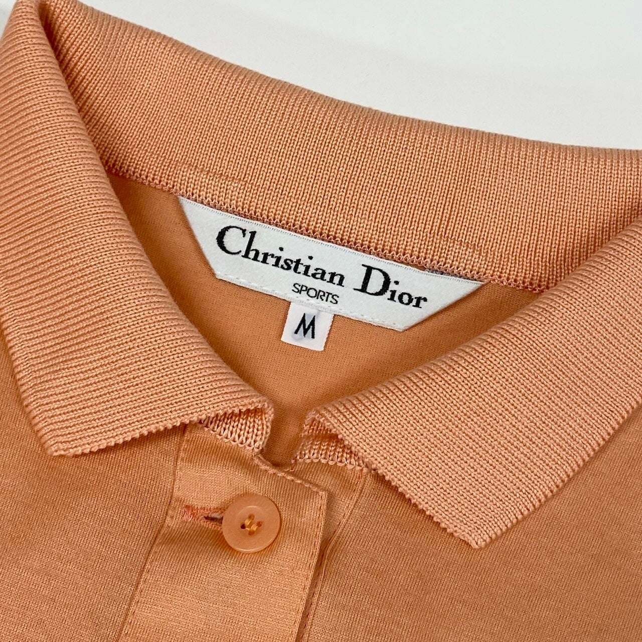Ec27 Christian Dior クリスチャンディオール 半袖ポロシャツ ブランドロゴ刺繍 コットンシャツ トップスカットソー Mサイズ オレンジベージュ コットン100％ レディース 女性用u02t