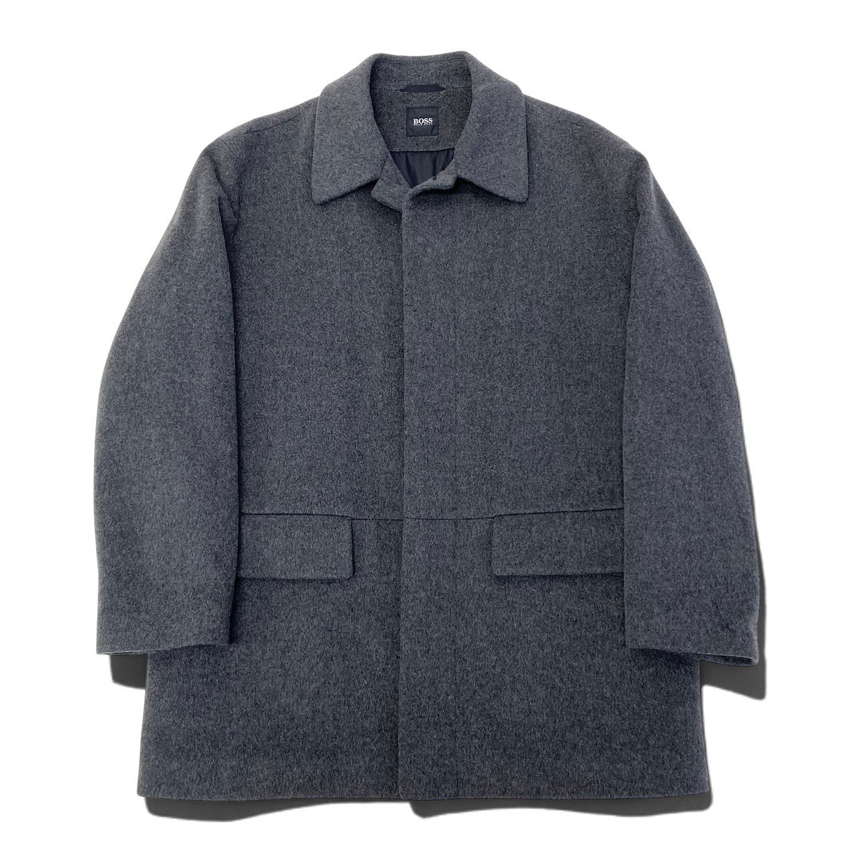 19i26 HUGO BOSS ヒューゴボス ウールジャケット ステンカラーコート カシミヤ混 グレー メンズ 男性用u02t