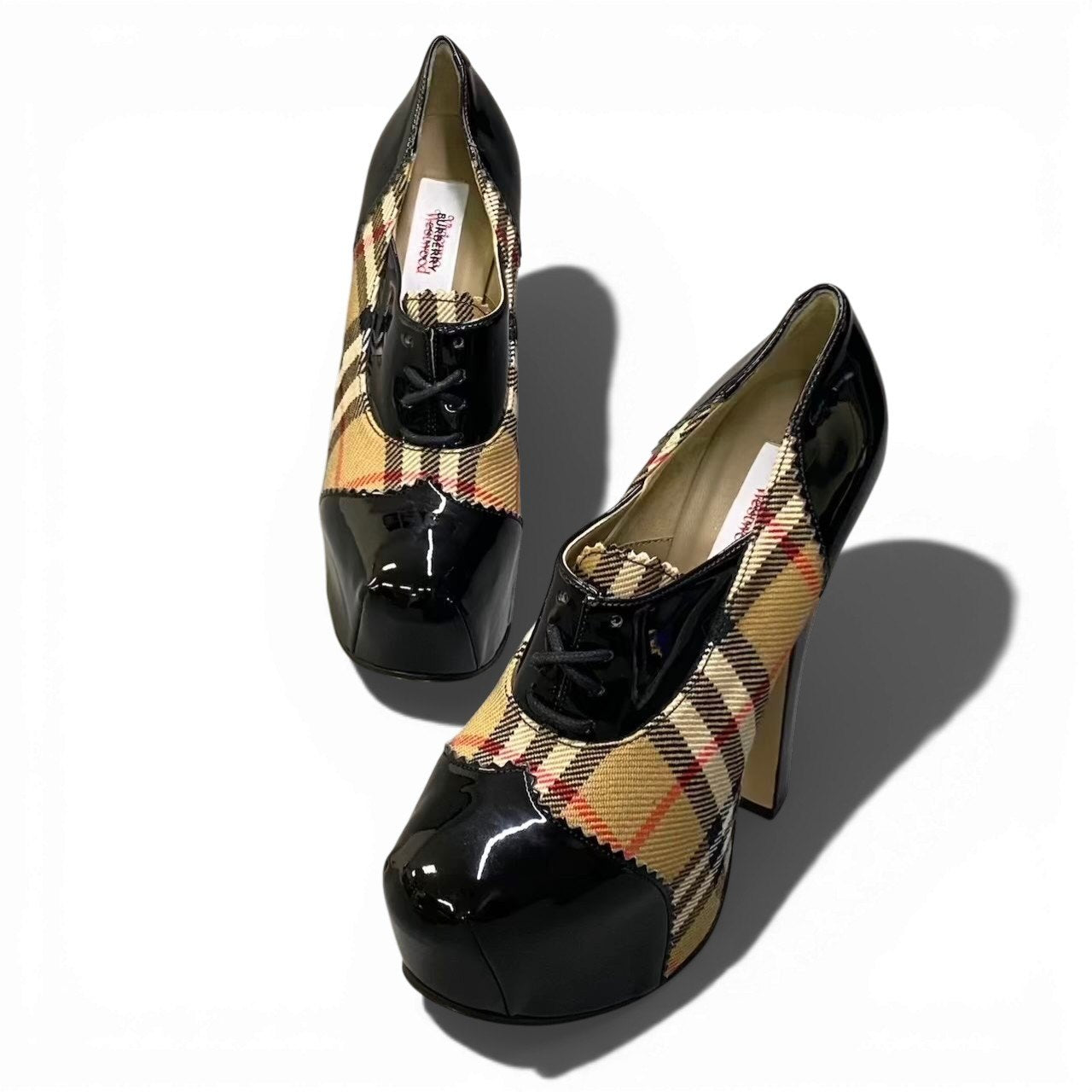 3c23 《希少》 定価14万 BURBERRY バーバリー × Vivienne Westwood ヴィヴィアン ヴィンテージチェック プラットフォーム パンプス 36 1/2 シューズt18r