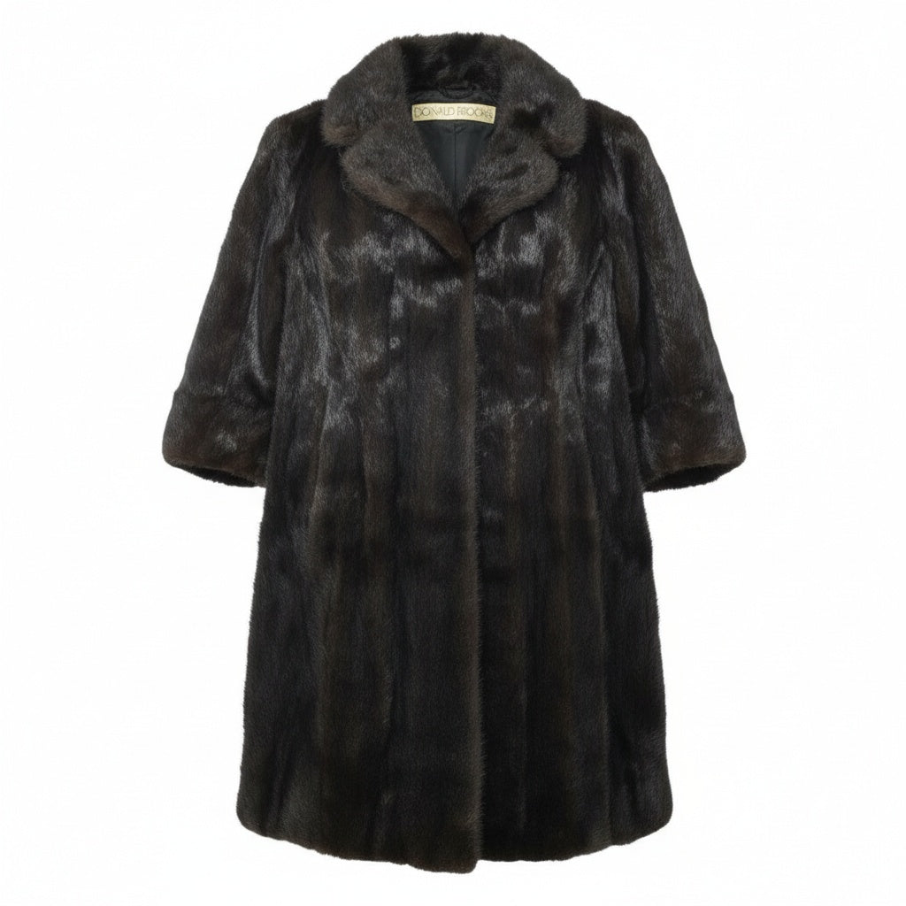 34a16 デミバフミンク ロングコート サイズ11号 MITSUKOSHI ブラウン 本毛皮 Mink Fur Long Coatt18r