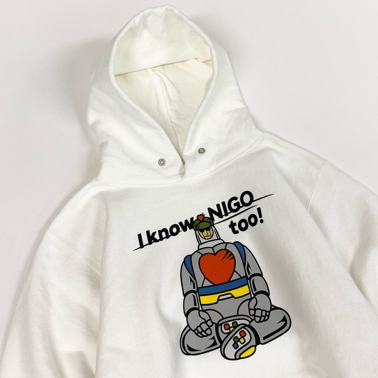@82c27M　HUMAN MADE ヒューマンメイド I KNOW NIGO TOO パーカー スウェットフーディー サイズXL ホワイト メンズ 男性用k02i