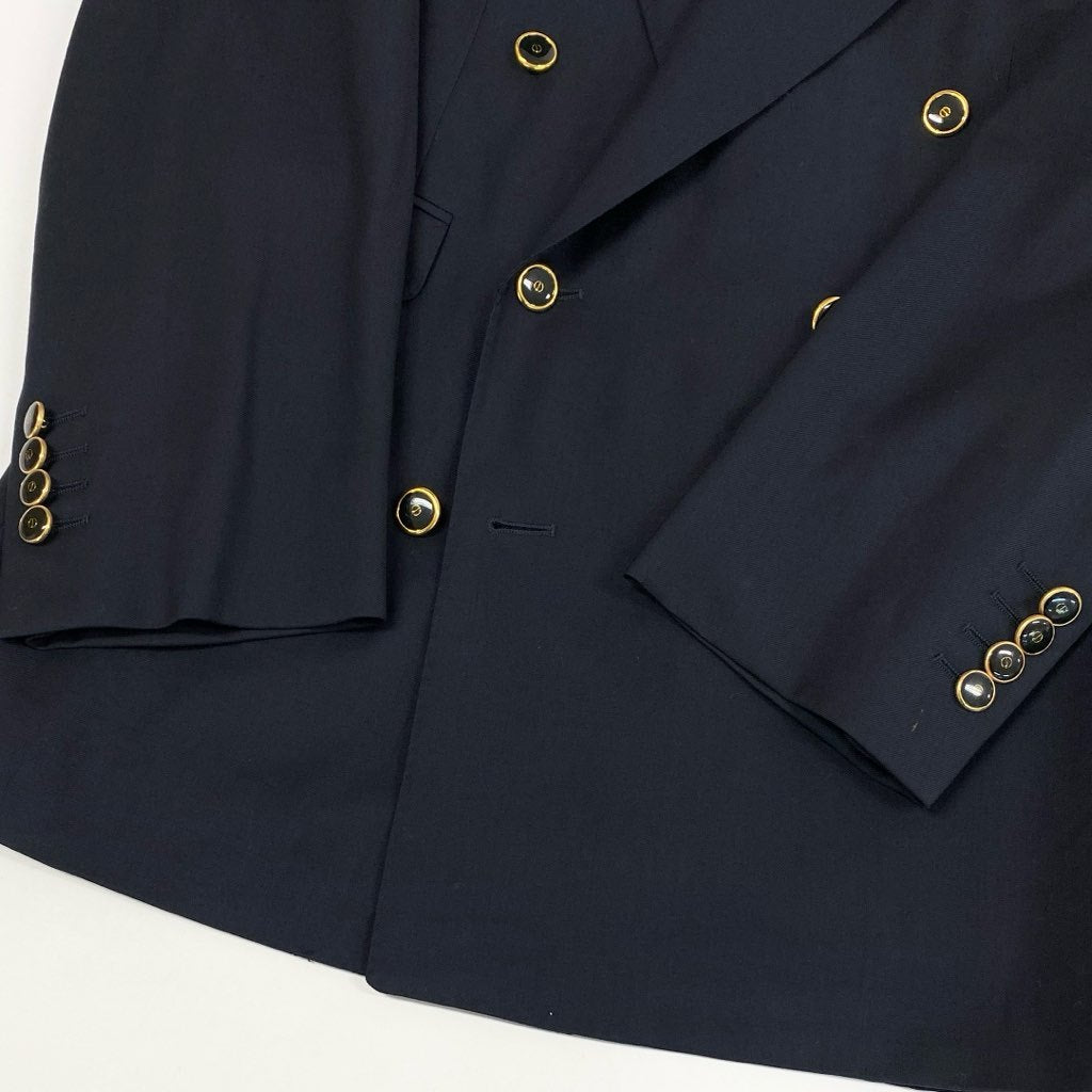 62l24 dunhill ダンヒル テーラードジャケット ダブルプレスト ウールジャケット 46サイズ ネイビー ウール100％ メンズo07t