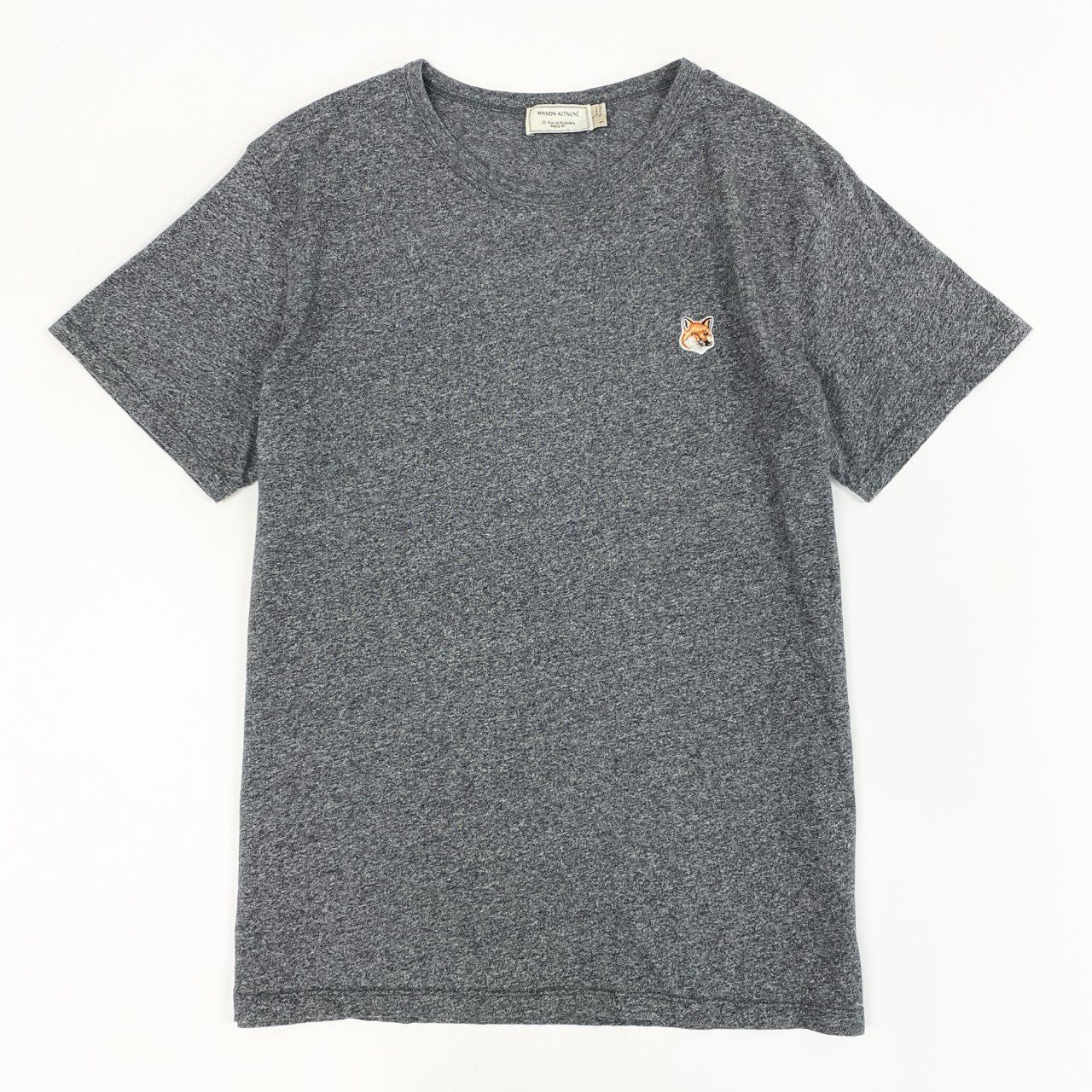 52e23 MAISON KITSUNE メゾンキツネ FOX HEAD PATCH TEE フォックスヘッド Tシャツ カットソー FW16M719 Lサイズ グレー コットン