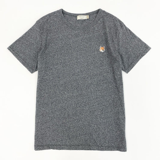 52e23 MAISON KITSUNE メゾンキツネ FOX HEAD PATCH TEE フォックスヘッド Tシャツ カットソー FW16M719 Lサイズ グレー コットン