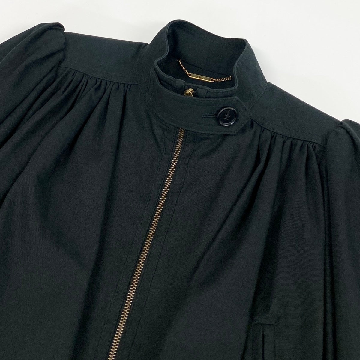 Ee25 Chloé クロエ バルーンスリーブ ブルゾン 2025 ランウェイ  サイズ34 ブラック シェミナ カマリ パフスリーブ ギャザージャケットk02i