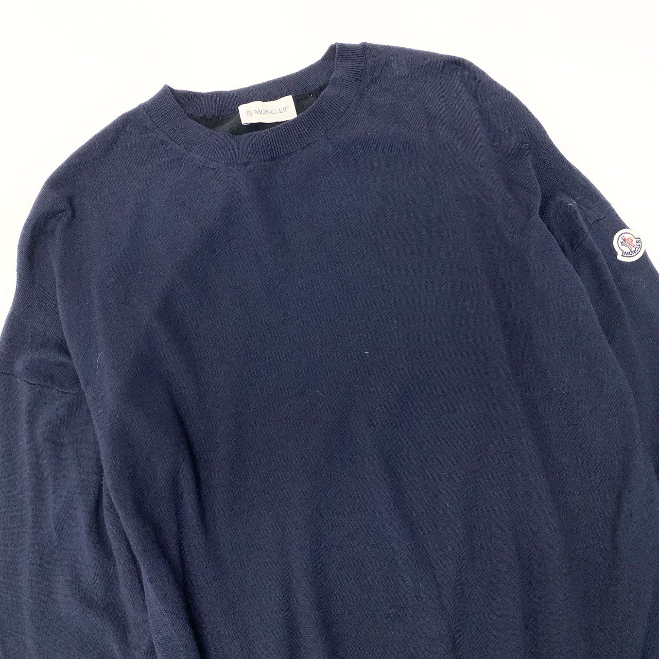 87a29 MONCLER モンクレール TRICOT KNIT SWEATER トリコニットセーター サイズM ダークネイビー ロゴワッペン D20919031400t18r