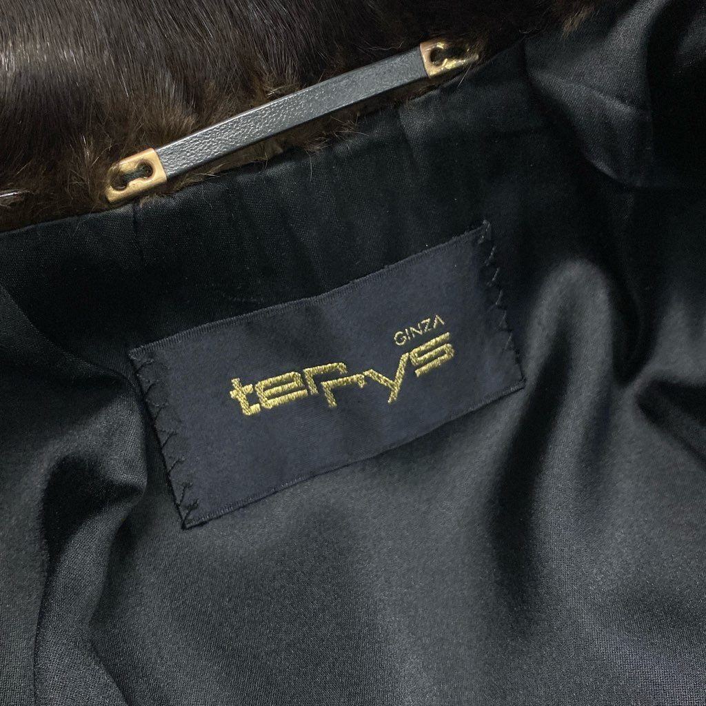 29l27 Terry's テリーズ マホガニーミンク ロングコート サイズF ダークブラウン 本毛皮 MINK FUR 毛並み◎t18r