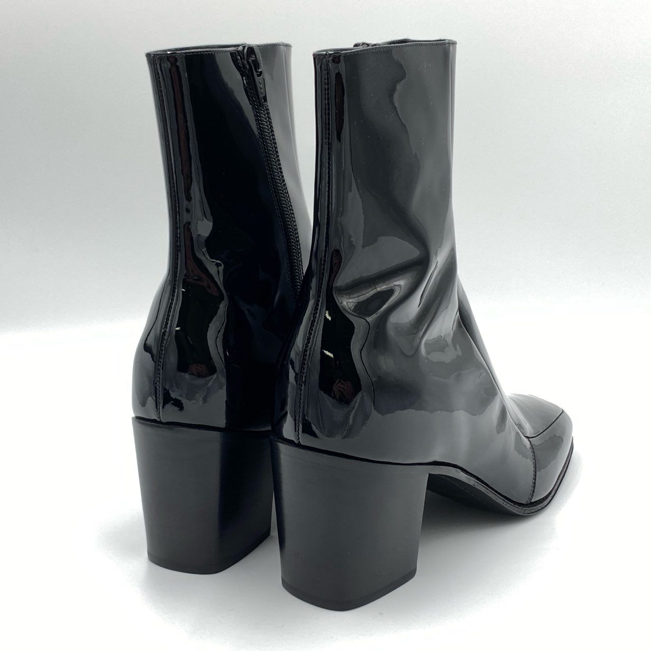 5h29《未使用品》 SAINT LAURENT サンローラン Beau パテントレザー アンクルブーツ 40 ブラック エナメル シューズ 箱 保存袋付属t18r