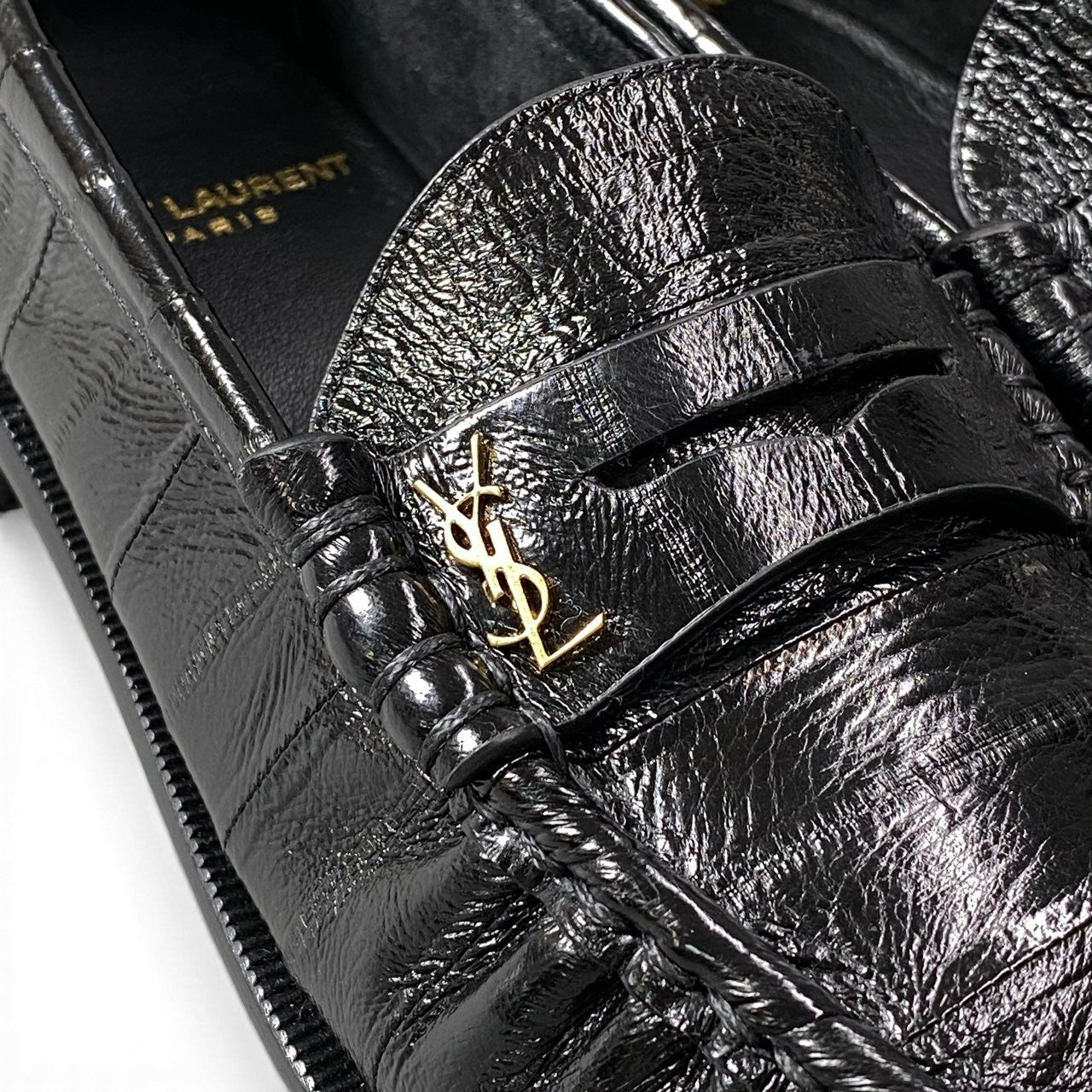 【未使用品】SAINT LAURENT サンローラン パリ LOU Loafers ル ローファー サイズ36 ブラック イールスキン レディース 革靴k02i