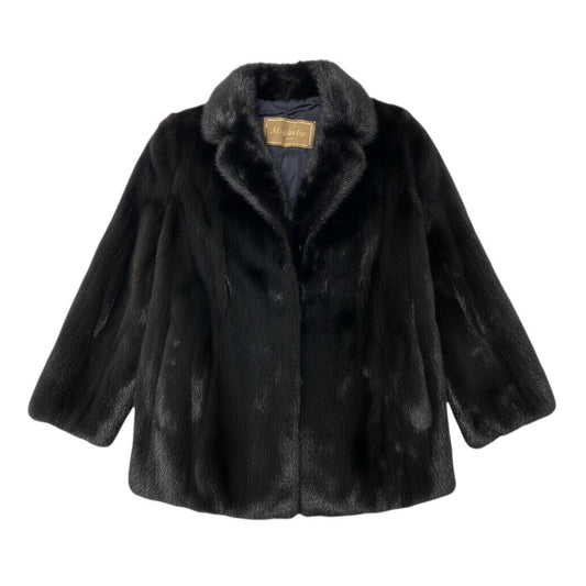57c24 Moonbat Fur 金タグ ダークミンク ファーコート サイズ11 ブラック 本毛皮 Mink Fur Coat 毛質◎t18r
