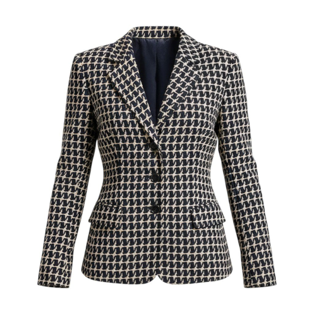 i22 CHANEL シャネル 01P CCボタン 千鳥格子 テーラードジャケット CC Button Houndstooth Blazer P17432 40 ネイビーt18r