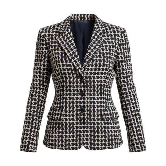 i22 CHANEL シャネル 01P CCボタン 千鳥格子 テーラードジャケット CC Button Houndstooth Blazer P17432 40 ネイビーt18r