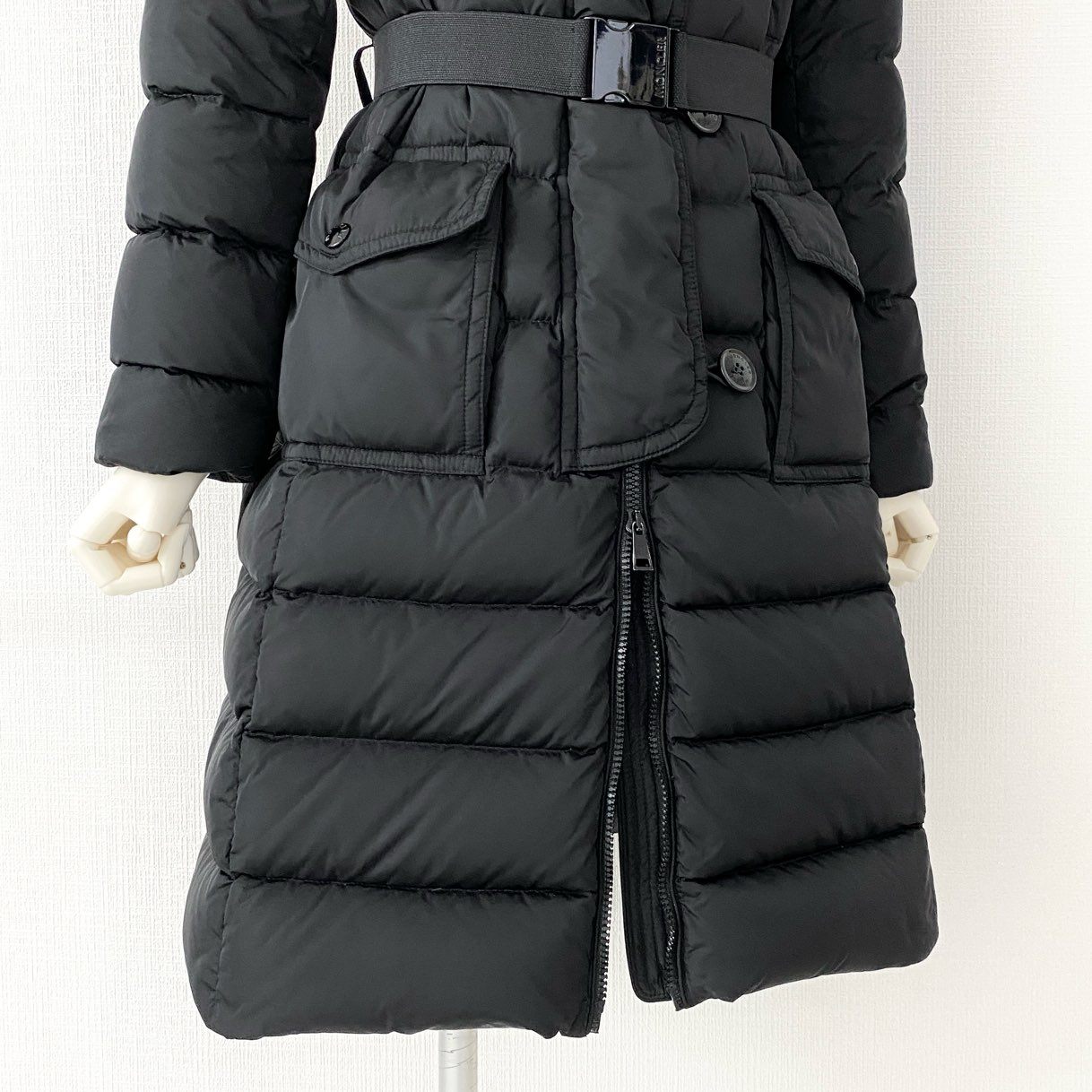 71d16 MONCLER モンクレール ダウンコート ロングコート GENEVRIETTE GIUBBOTTO ジュヌブリエッテ フォックスファー 0 ブラック レディース