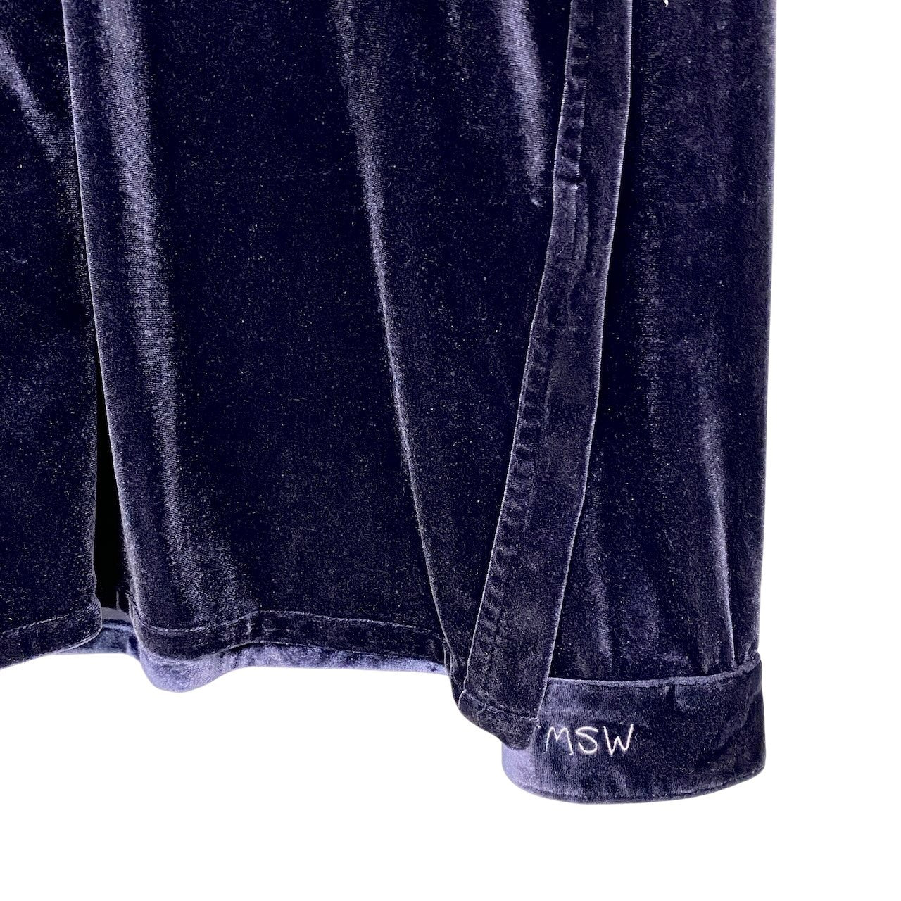2h16 【美品】 TTT₋MSW モダンストリートウェア ロングスリーブ ベロアシャツ 伸縮ストレッチ ロゴ刺繍 サイズXL パープル  メンズu02t