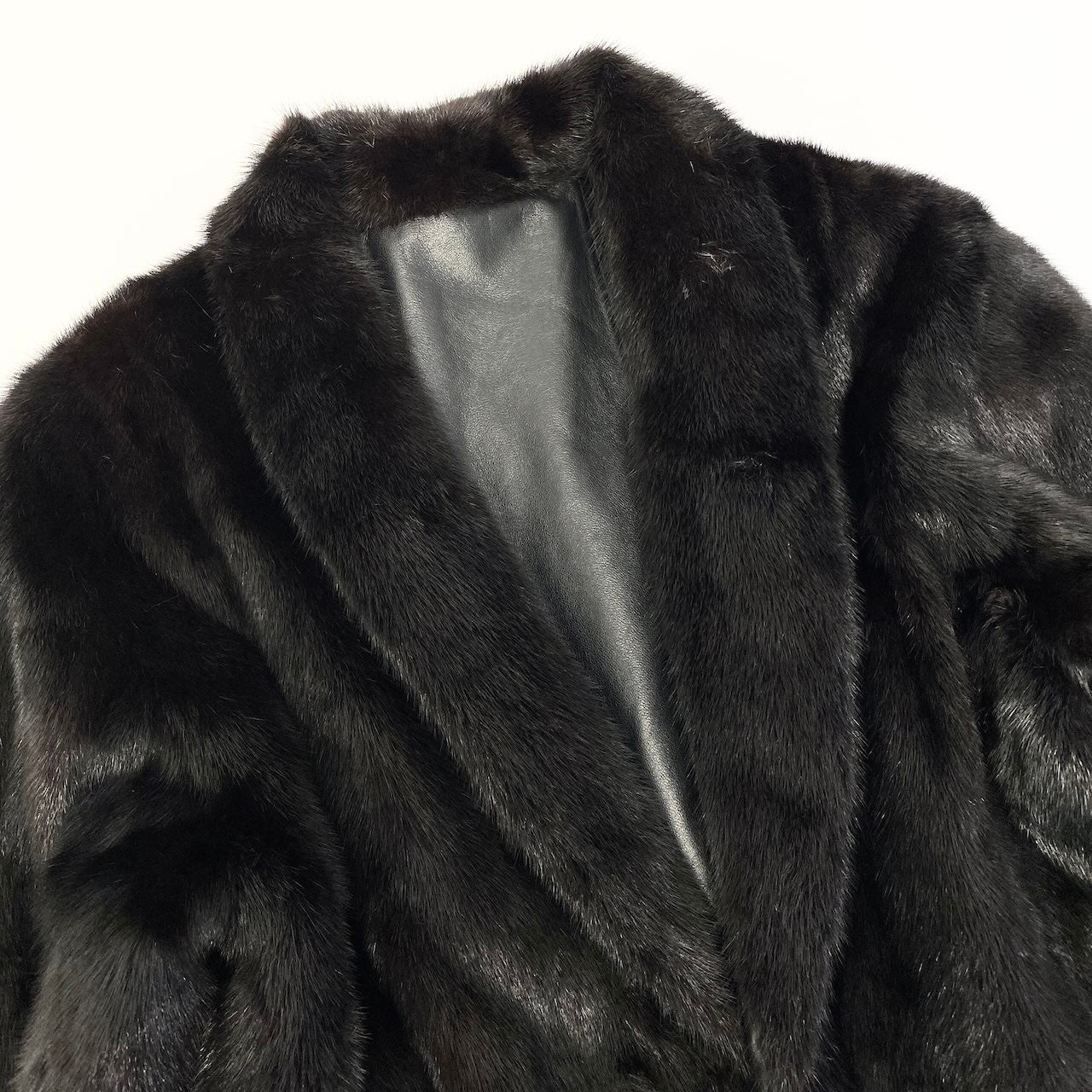 44c21 MG Sable Fur リバーシブル ダークミンクファー コート ラムレザー サイズF ブラック 本毛皮 × 羊革 Reversible Mink Fur Coatt18r