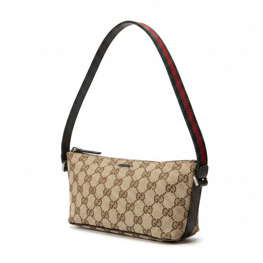 e29 GUCCI グッチ シェリーライン アクセサリーポーチ GGロゴ キャンバス ベージュ レディースta1
