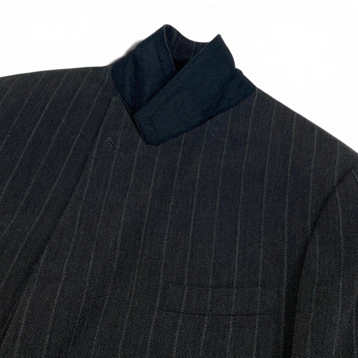 66j6 GIORGIO ARMANI ジョルジオアルマーニ ストライプ ダブルブレスト スーツ セットアップ サイズ50 グレー フォーマルt18r