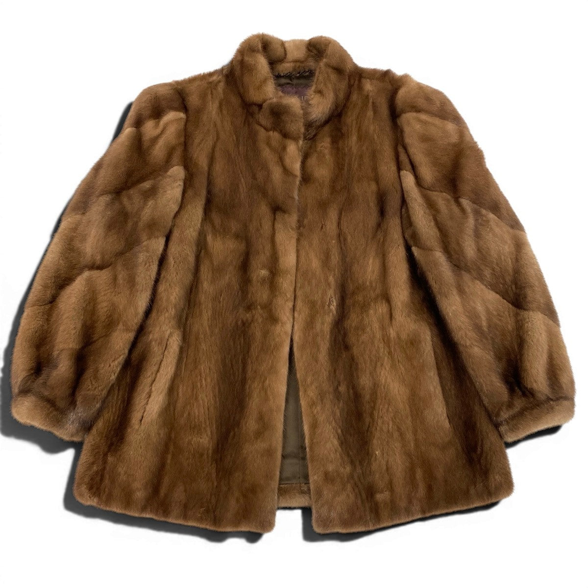 79f10 FOND 袖段デザイン パステルミンク ファーコート サイズ11 茶系 本毛皮 Pastel Mink Fur Coatt18r