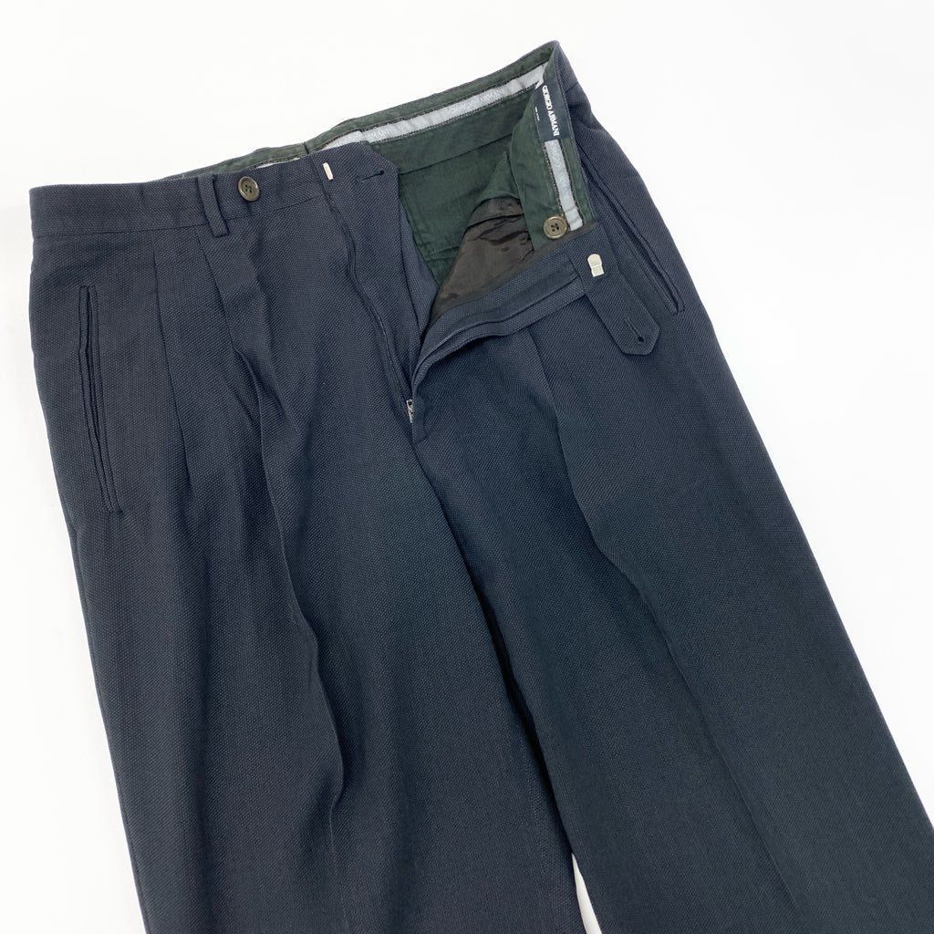 42a27 GIORGIO ARMANI ジョルジオアルマーニ イタリア製 セットアップ ダブルスーツ フォーマル ウールブレンド〇 大きいサイズ 52 ブラックo07t