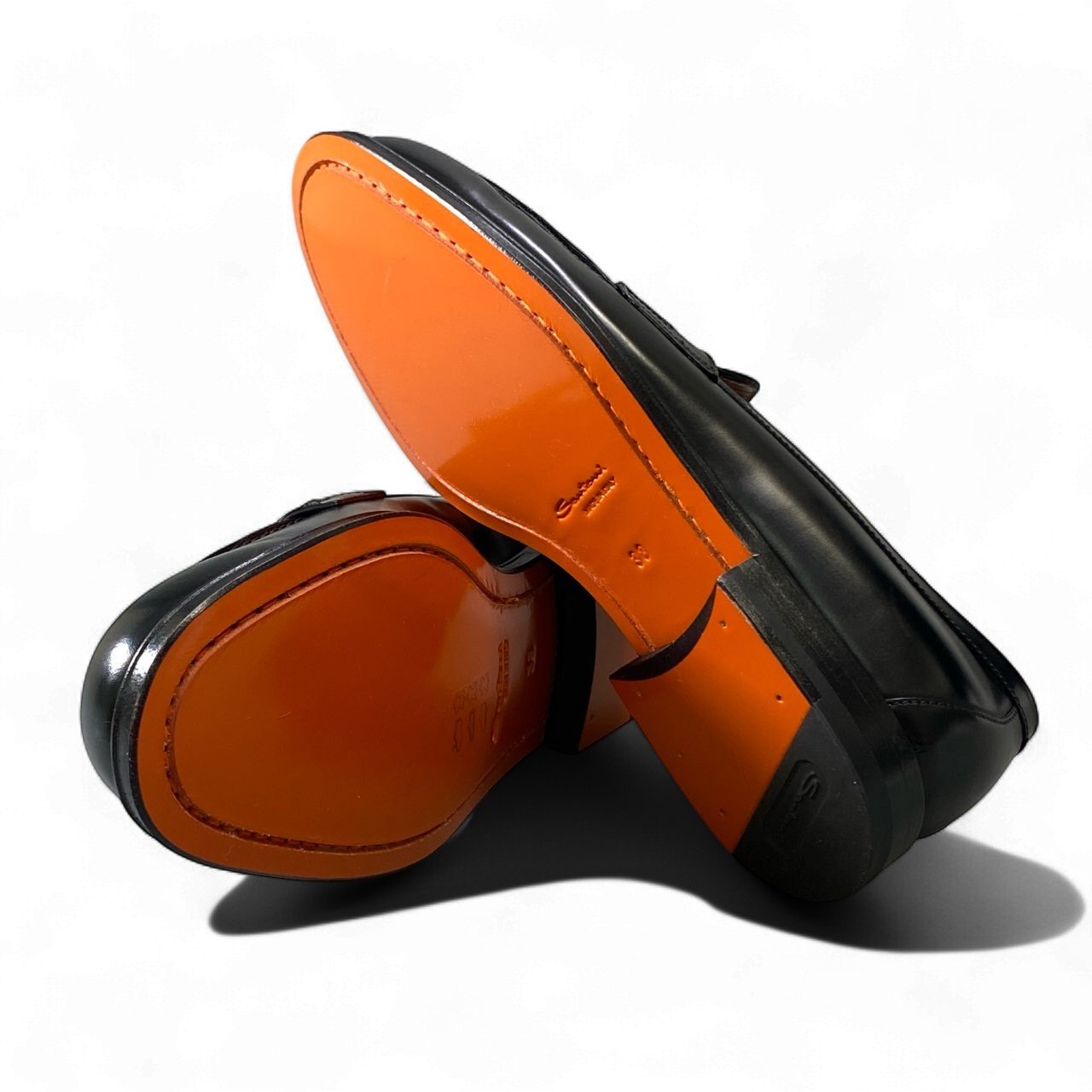 1k18 《美品》 Santoni サントーニ イタリア製 コインローファー レザーシューズ 革靴 58984 N01  38 ブラック leathero07t