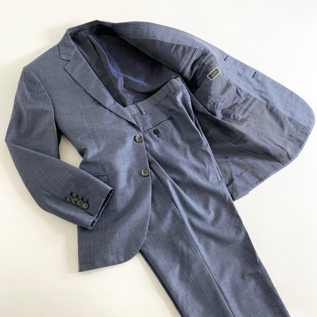 74i11 イタリア製 Brioni ブリオーニ MADISON シングルスーツ セットアップ Super150s生地 ブルー ストライプ ウール メンズ 紳士服