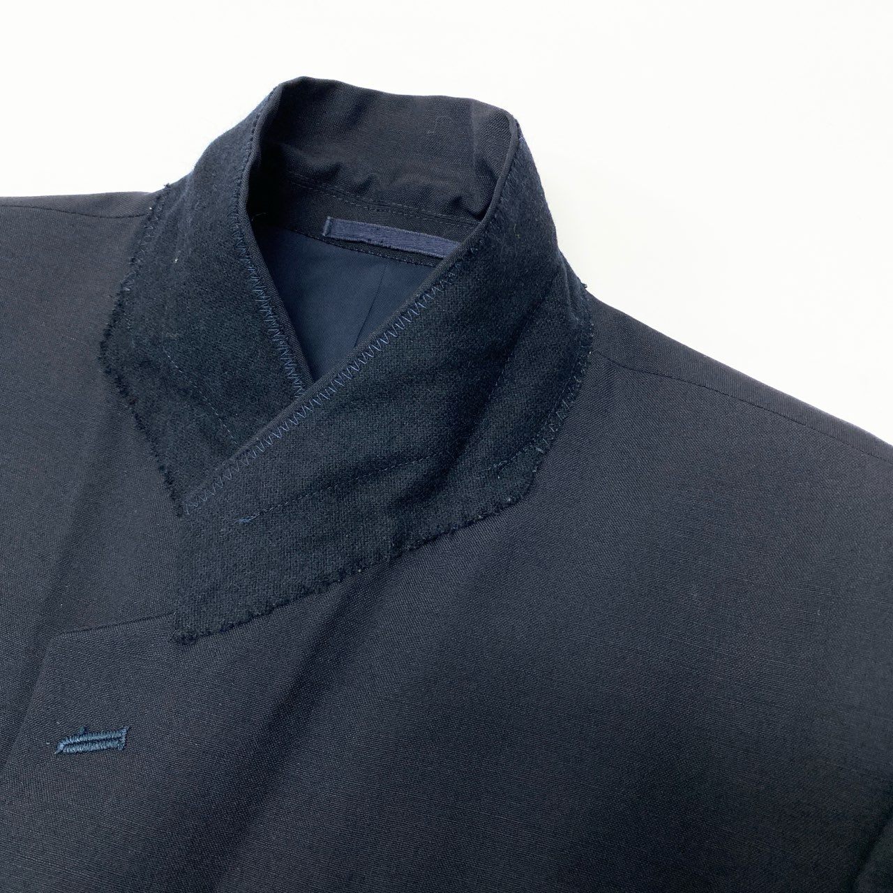 53b22 COMME des GARCONS HOMME コムデギャルソンオム 90s テーラードジャケット ブレザー モヘア混 S ダークネイビー メンズu02t