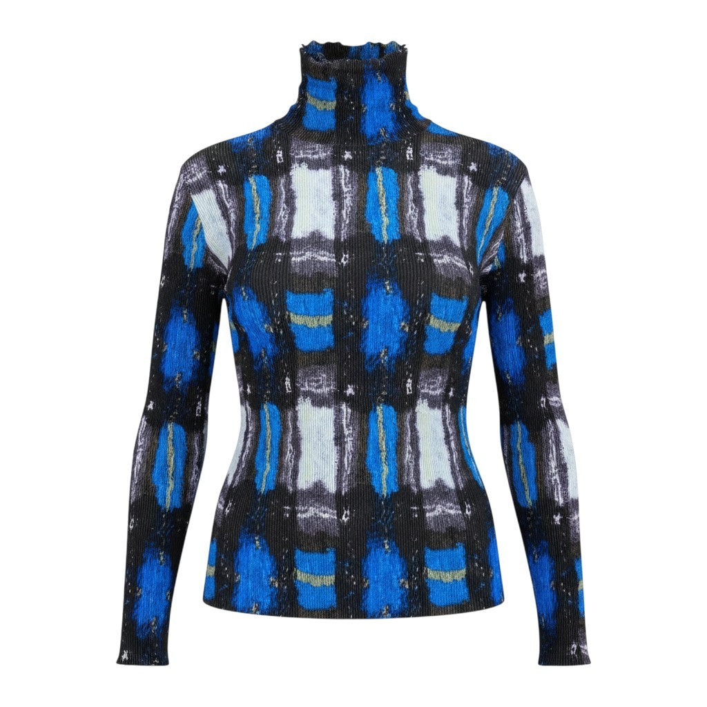 Ah28  ISSEY MIYAKE イッセイミヤケ ロングスリーブ プリーツ加工シャツ 総柄プリント サイズL マルチカラー ポリエステル レディースo07t