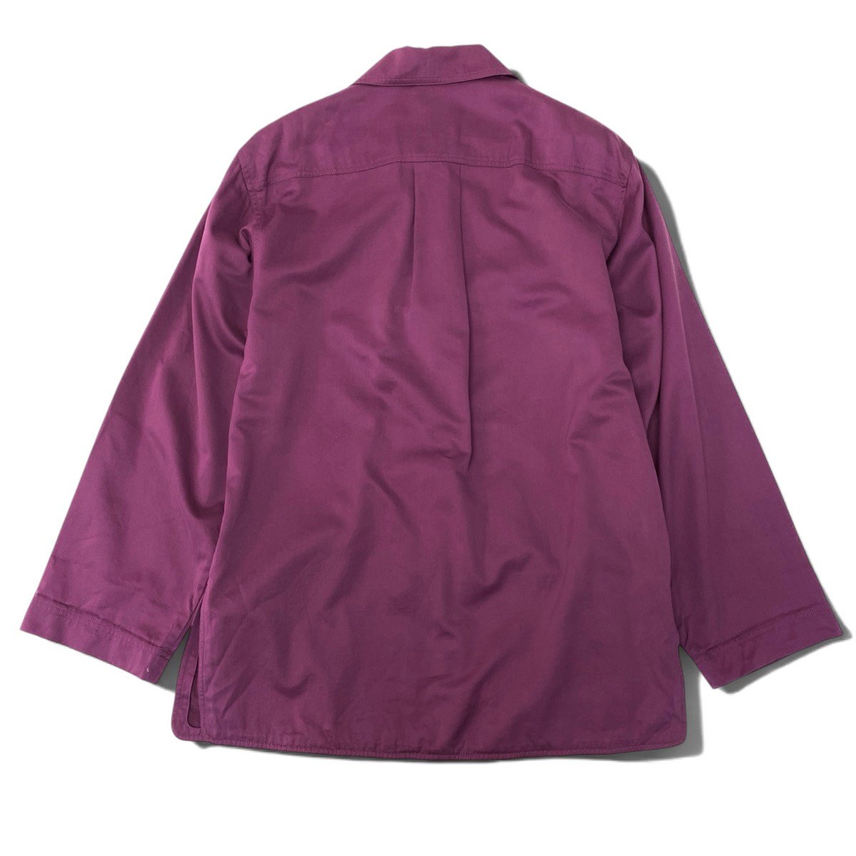 76i2 Salvatore Ferragamo サルヴァトーレフェラガモ シャツジャケット ロングシャツ 金ボタン パープル コットン レーヨン レディースo07t