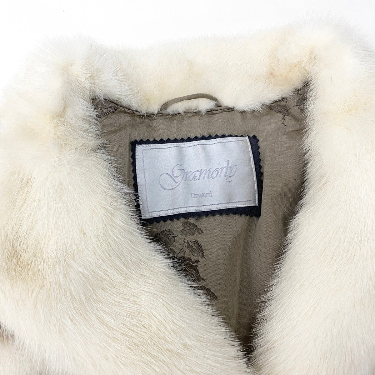 93h9 GRAMORLY 希少デザイン パールミンク  ファーコート サイズ9 ホワイト × 茶系 本毛皮 Pearl Mink Fur Coatt18r