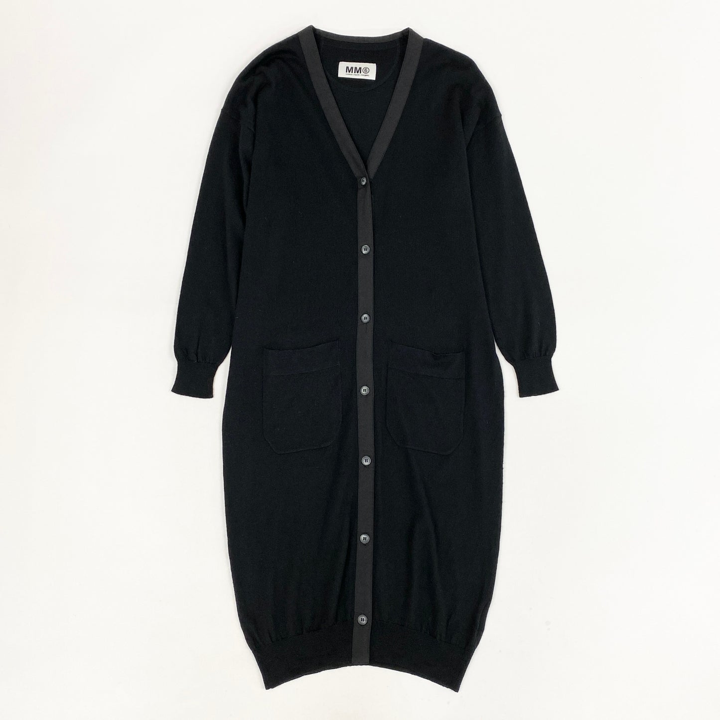 26a26 MM6 Maison Margiela エムエムシックス 長袖ニット ロングカーディガン 羽織  S32HA0245 XSサイズ ブラック ウール シルク カシミヤ レディースo07t