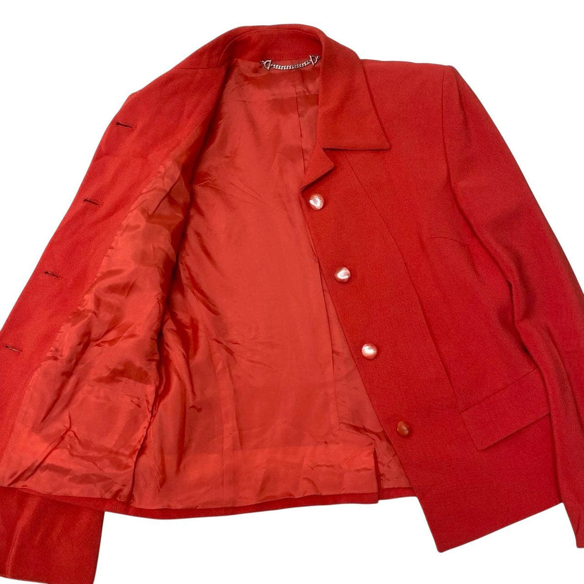 33i28 GUCCI グッチ 1980年代 ヴィンテージ ジャケット ロゴボタン イタリア製 40サイズ オレンジ レディース 女性用u02t