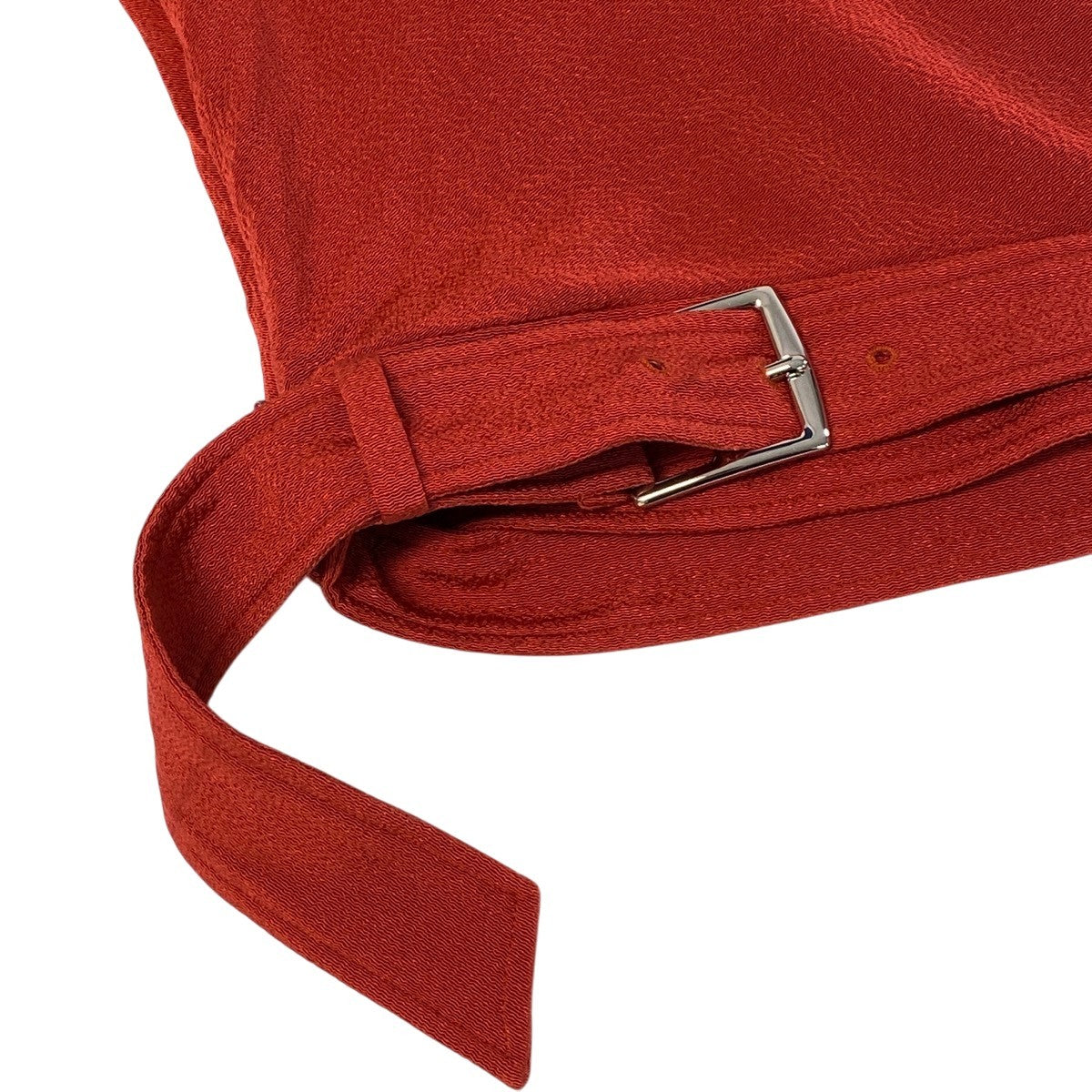 Ej16 Hermès エルメス マルジェラ期 Vネック 裾ベルト トップス レッド レディースo07t