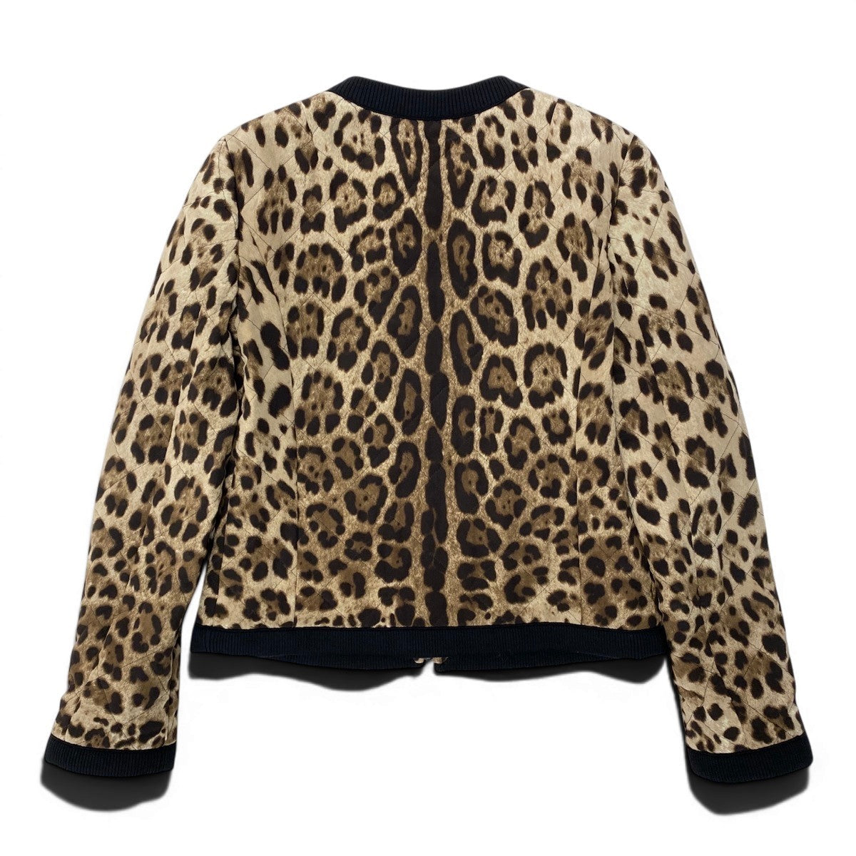 Ie28 【美品】 DOLCE&GABBANA ドルチェアンドガッバーナ レオパード柄 キルティングジャケット ブルゾン サイズ38 ベージュ レディース 女性服u02t